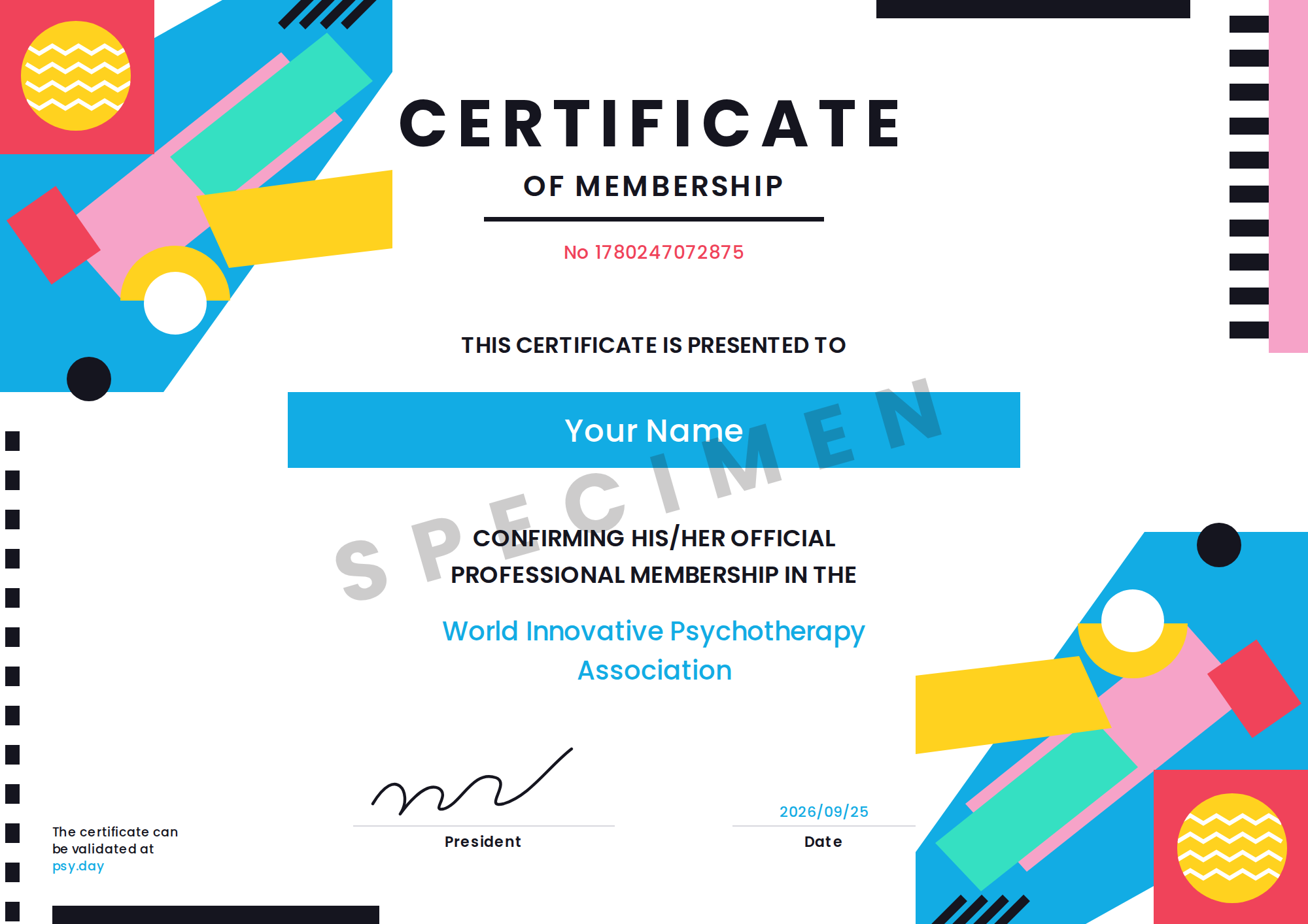 Specimen of the WIPA certificate of membership